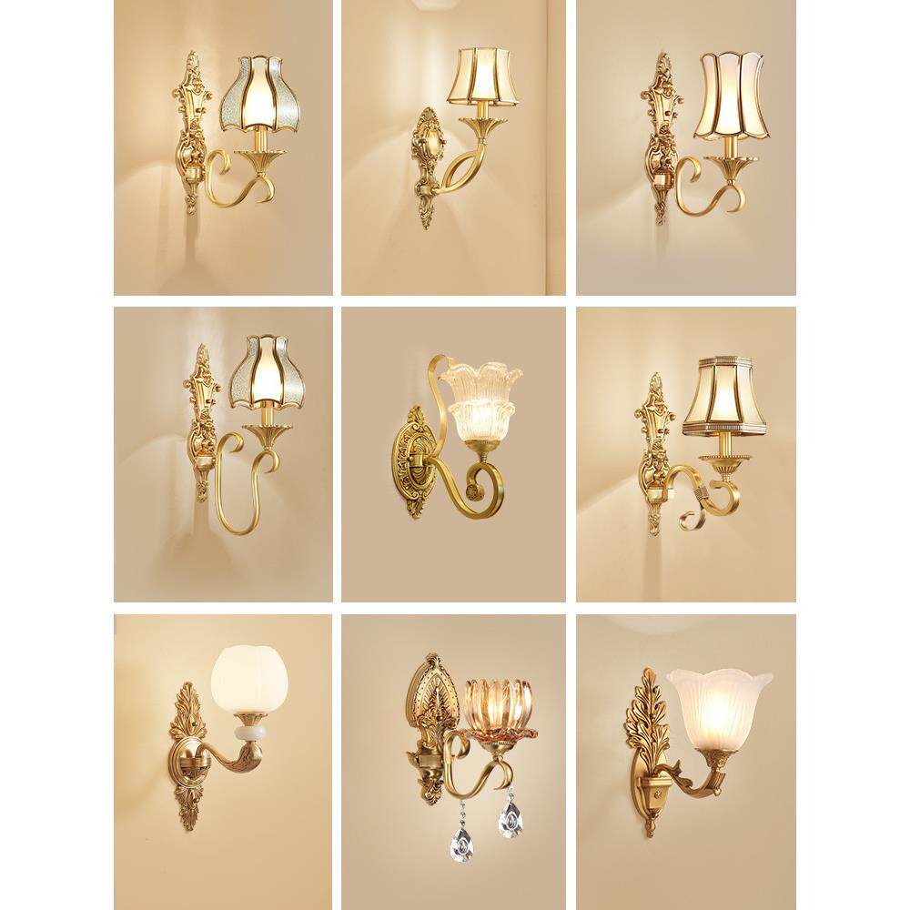 LED全铜壁灯客厅卧室床头灯欧式简欧走廊过道楼梯灯壁挂式