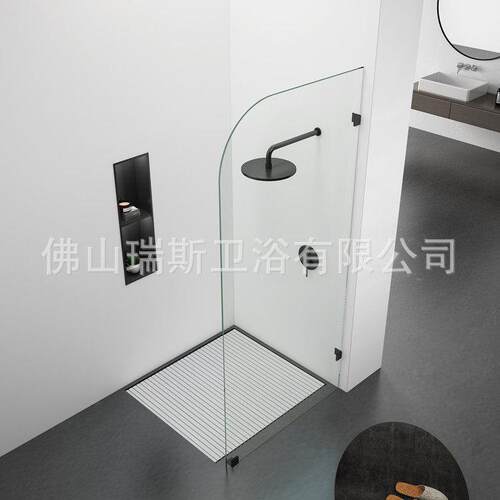 浴室步入式半隔断 304不锈钢钢化玻璃倒角隔断墙夹walk in shower