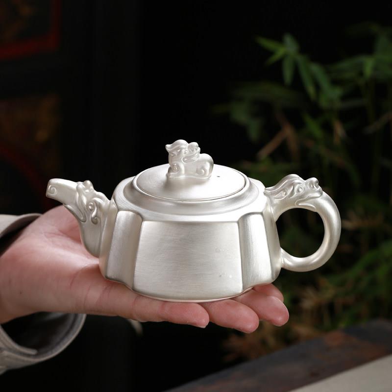 泡茶壶纯手工瓷鎏银茶壶陶瓷功夫茶具扁西施壶石瓢壶球孔家用茶壶