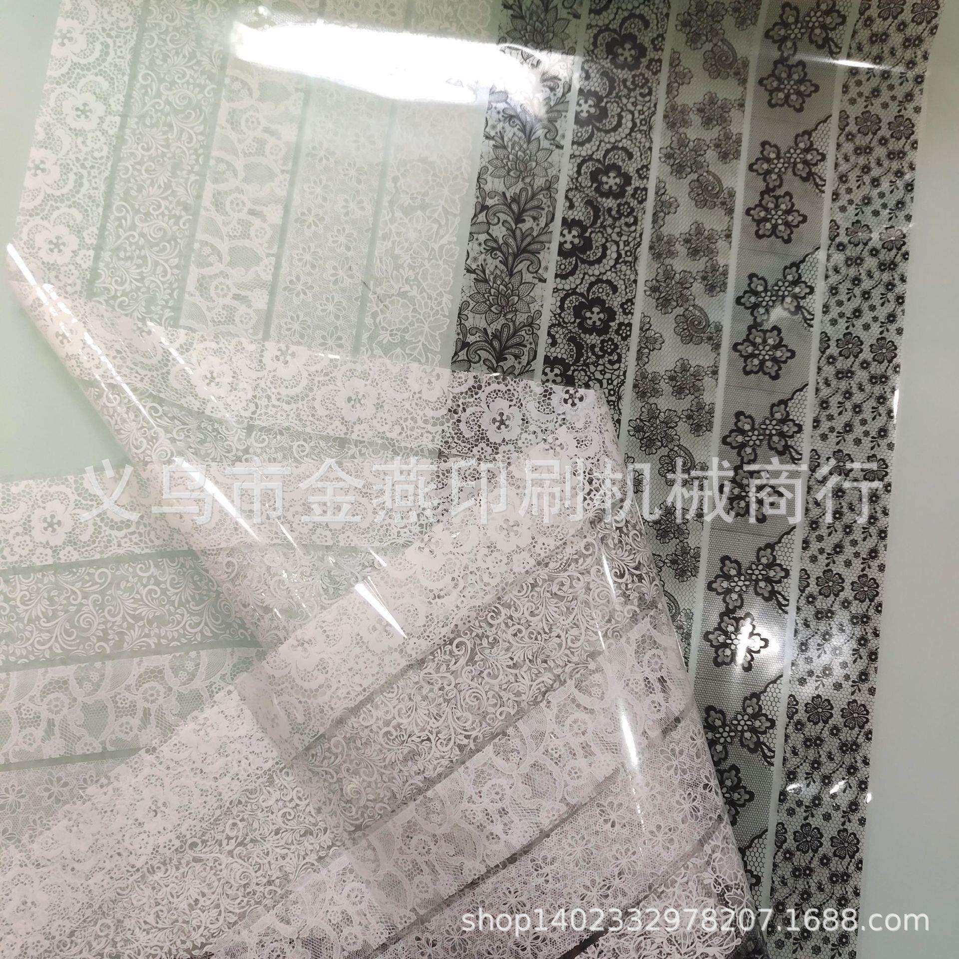 黑白蕾丝花朵 2.5公分 美甲贴纸 指甲贴膜 热转印膜