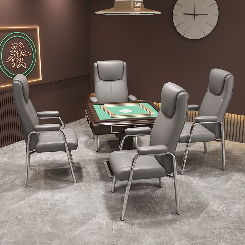 打麻将椅子棋牌室科技布高靠背家用舒适凳子四脚弓形麻将机桌专用