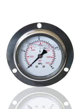 不锈钢耐震压力表轴向带前边抗震充油表YBN60ZT 40MPA M14X1.5