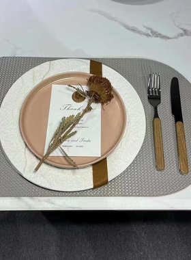 摆件中古房间装饰盘摆套装餐桌餐风样板西式台餐具奶油灰展厅