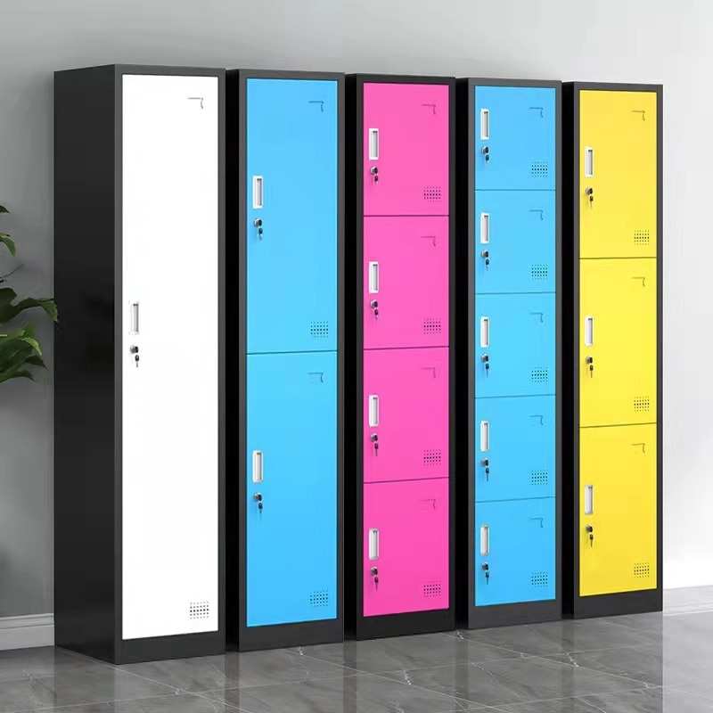柜子锁员工宿舍包浴室柜钢制存彩色健身房单门更衣柜换衣储物柜带