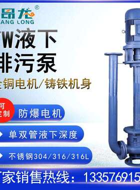 YW立式液下排污泵 化工排污水池清淤耐酸腐蚀双管长轴泵