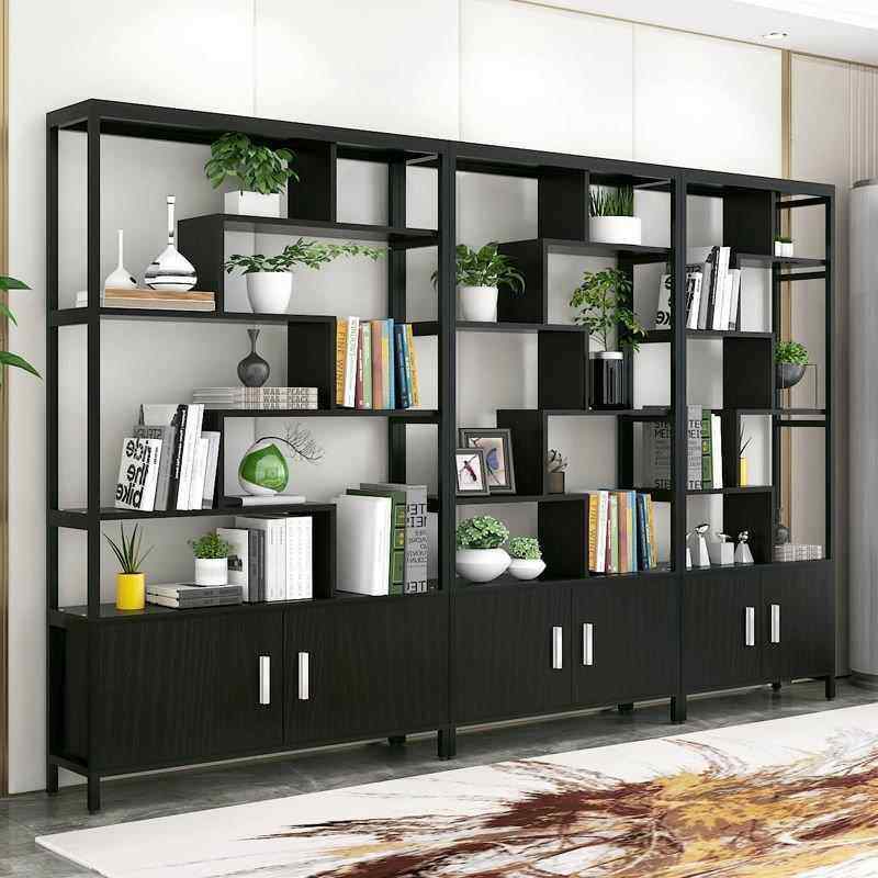 书架落地简约收纳客厅书柜办公室铁艺货架储物隔断屏风简易置物架