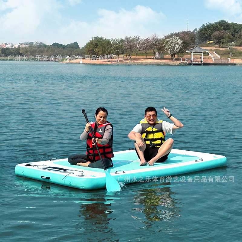 充气水上浮排EVA防滑垫停靠浮桥码头平台漂浮板钓鱼充气浮台垫子
