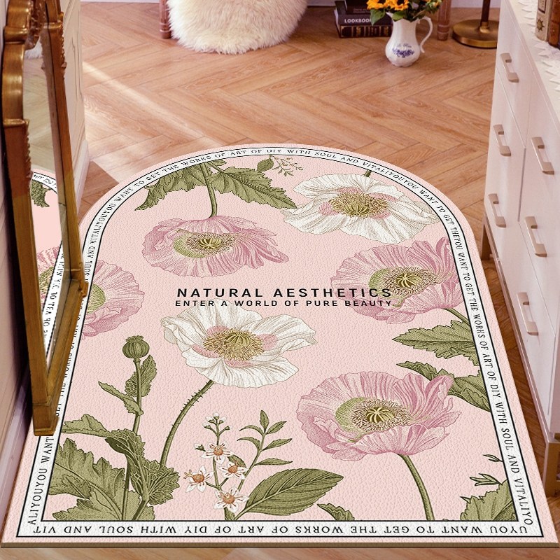 粉色花朵地垫入户门垫美式高级感进门门口脚垫pvc免洗裁剪地毯,居家布艺,入户地垫,淘宝优惠券,粉丝福利购,淘宝优惠卷
