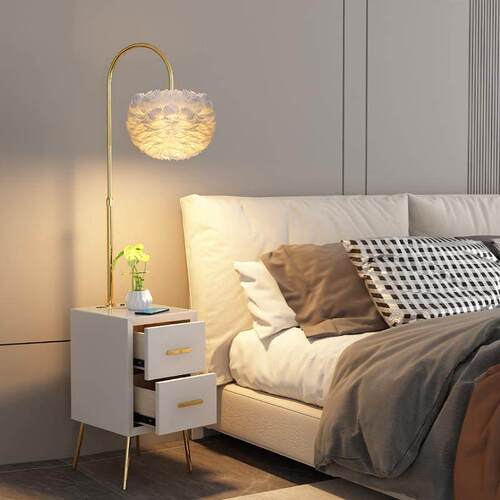 羽毛落地灯客厅卧室智能床头柜边桌架熊高端光豪华女台灯集成