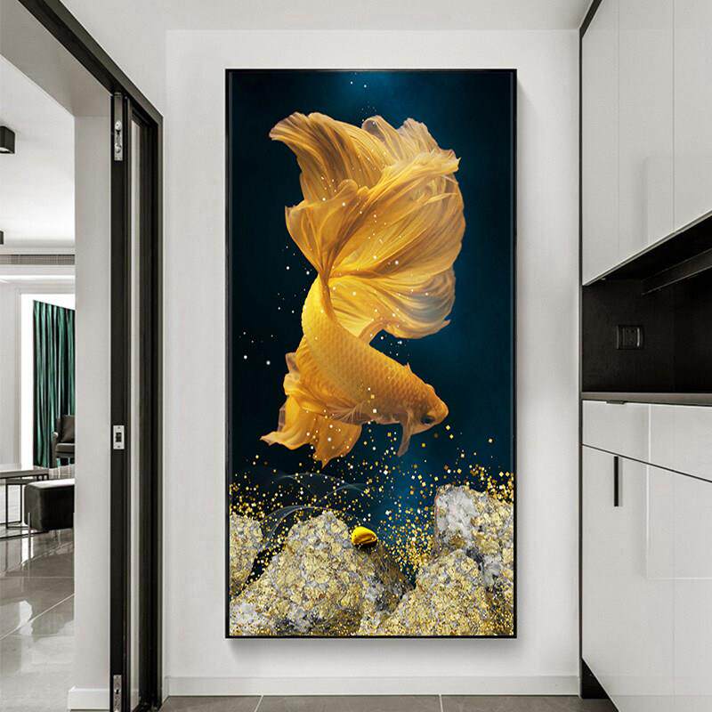 钻石画2024新款5d满钻客厅年年有余玄关钻石绣十字绣锦鲤过道走廊