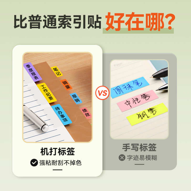 精品硕方索引贴打印机文件夹档案盒透明彩色分类贴纸文件夹分页标