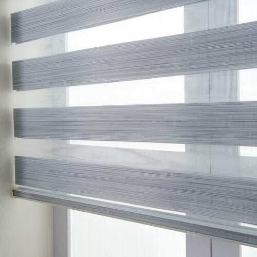 仿麻柔纱帘免打孔升降全遮光手拉卫生间办公室客厅双层加厚柔纱帘