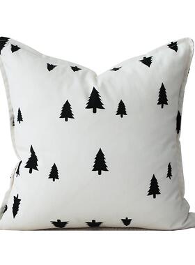 高档现轻奢橙色沙发抱枕靠垫不含芯45感x45x5套0代客厅高级千鸟格