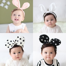 韩版婴儿发带宝宝头饰，新生儿发饰女宝兔子耳朵，满月百日宴头花ins