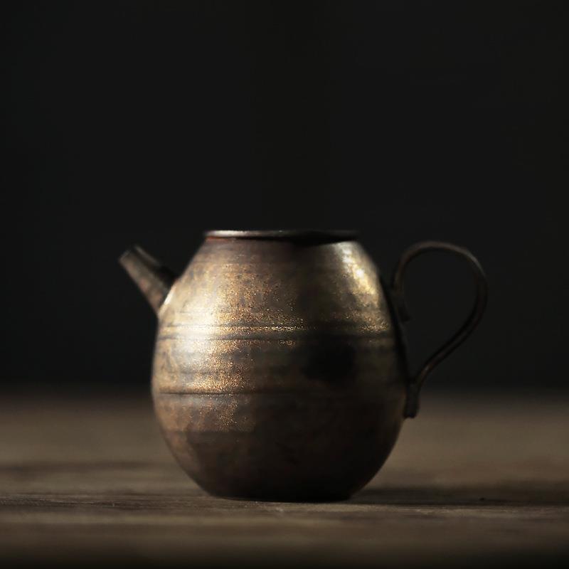 中式粗陶手工小茶壶铁锈釉小单壶功夫茶具陶瓷家用过滤泡茶壶套装