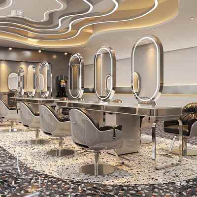 发理店镜台潮款发新款发廊网红tj#lo%lz剪烫染发镜美单双面镜桌一