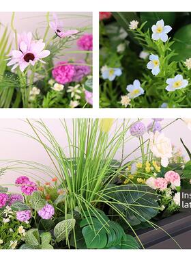 花箱花槽彷真绿植造景假植物组合室内外阳台橱窗高围栏景观摆装饰