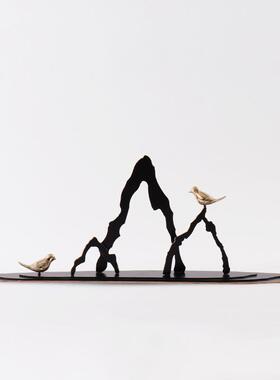 新中式金属摆件禅意家居艺术酒店大堂别墅样板房客厅玄关软装饰品