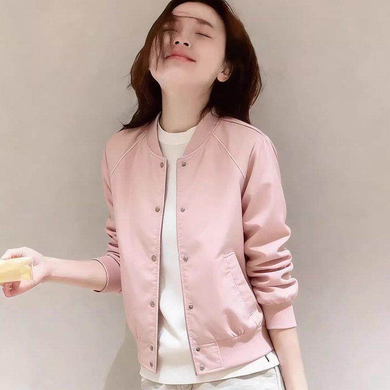 韩国今年流行爆款小香风巨好看的小个子休闲粉色棒球服夹克外套女