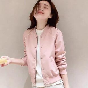 韩国今年流行爆款小香风巨好看的小个子休闲粉色棒球服夹克外套女