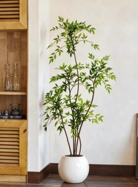 南天竹彷真绿色植物高端轻奢室内大型落地盆栽客厅装饰摆件彷生假