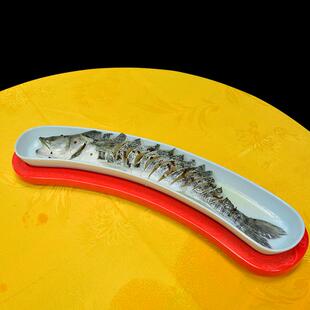 密胺商用创意带鱼盘鳗鱼盘长盘餐厅中餐私房菜鱼盘酒店意境配菜盘