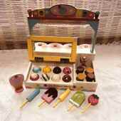 正品 男女孩厨新年生日礼物水果甜筒淇淋车木制仿冰真房过家玩家公