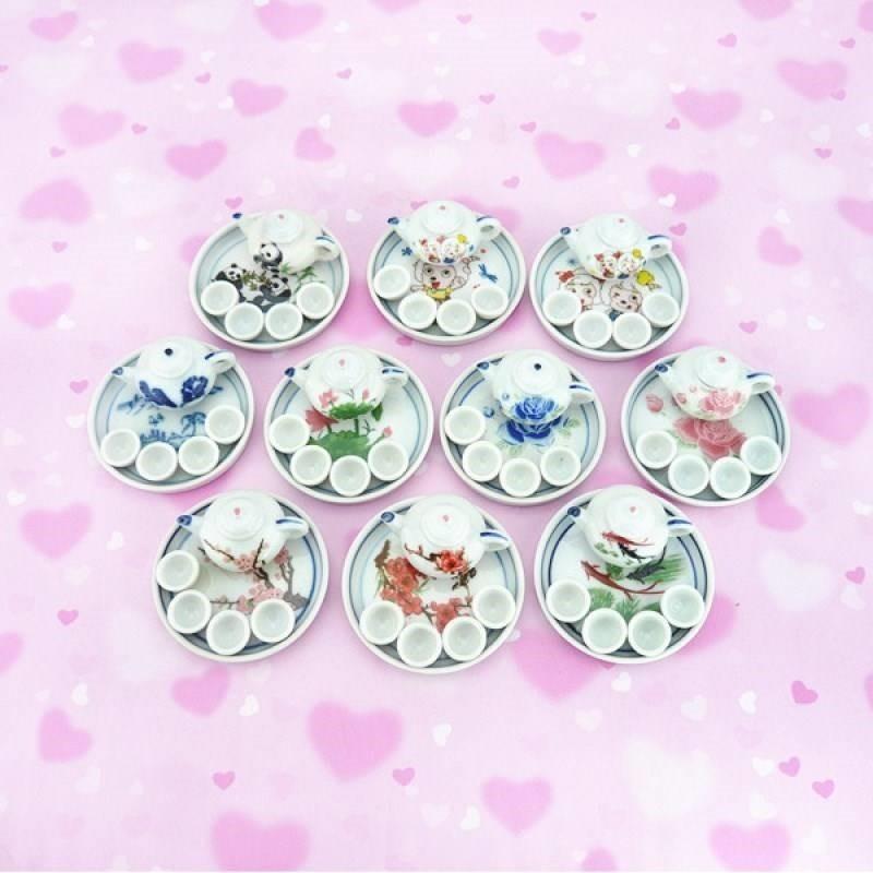 /迷你陶瓷壶茶具儿童玩具装女童过家家小茶茶盘杯子套装摆件饰工