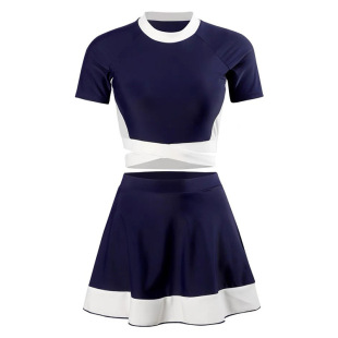 防走光小胸聚拢泡泳装 泳衣女新款 遮肚显瘦分体运动风游泳衣款