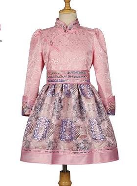 正品蒙古主袍衣少数民族舞蹈主公裙演出服儿童女孩子连公中长版洋