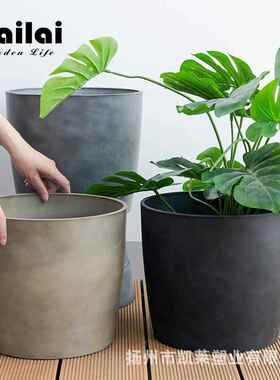 中式仿陶加厚雾里看花塑料盆简约大号树脂装饰器盆种植绿花植花容
