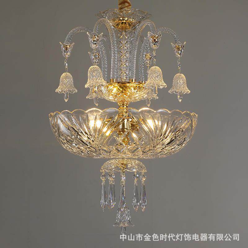 现代简约卧室阳台水晶吊灯欧式客厅餐厅灯入户走廊玄关金色小吊灯