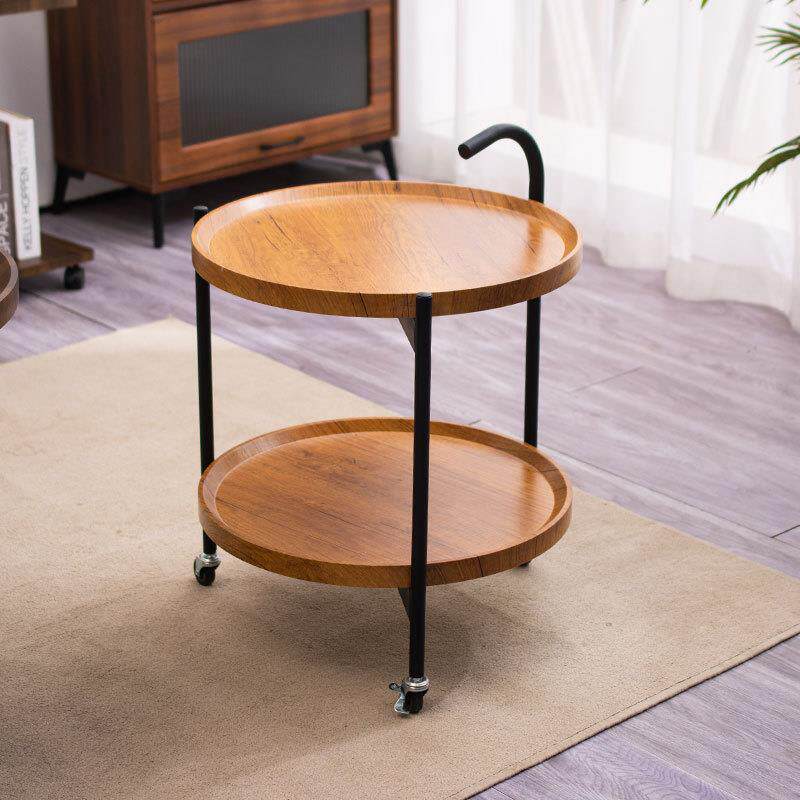 现代简约木质滑轮可移动茶几厅沙发D5D2边客几角几双家用层收纳带