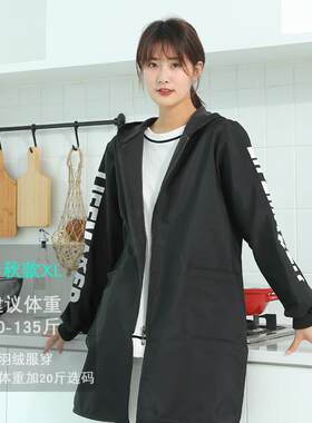 高档加绒罩衣时长袖围裙尚加厚大人女士印大褂上班薄款工男作服定