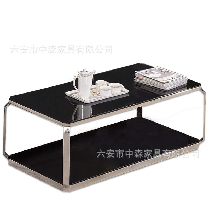 不锈钢玻璃茶几办公沙发配套茶几会客商务洽谈茶几办公室大小茶几