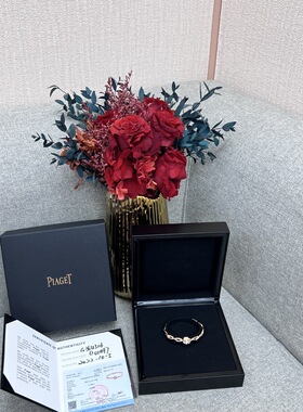 99新Piaget/伯爵Rose玫瑰花满钻18K玫瑰金钻石手镯尺寸16号