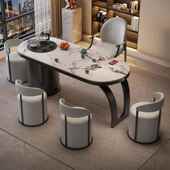 高档岩板茶桌椅组合意式 简约奢现代高级烧水壶轻家一体用阳感台泡