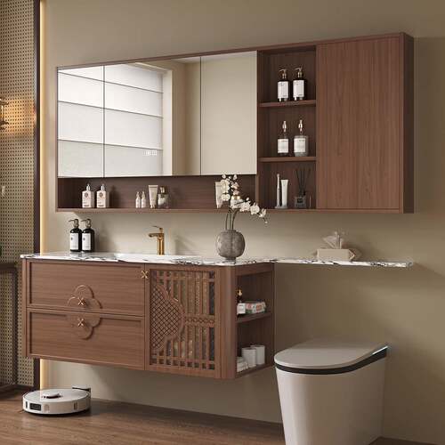 宋氏美学橡木浴室柜组合卫生间马桶延长洗漱台中古风洗手池脸盆柜