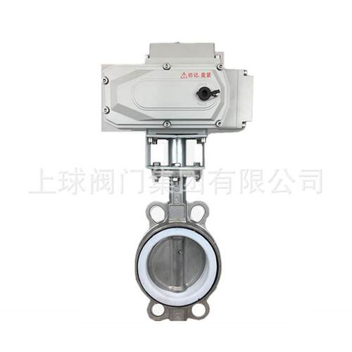 不锈钢电动蝶阀D971F-16P衬四氟不锈钢电动蝶阀对夹式软密封蝶阀