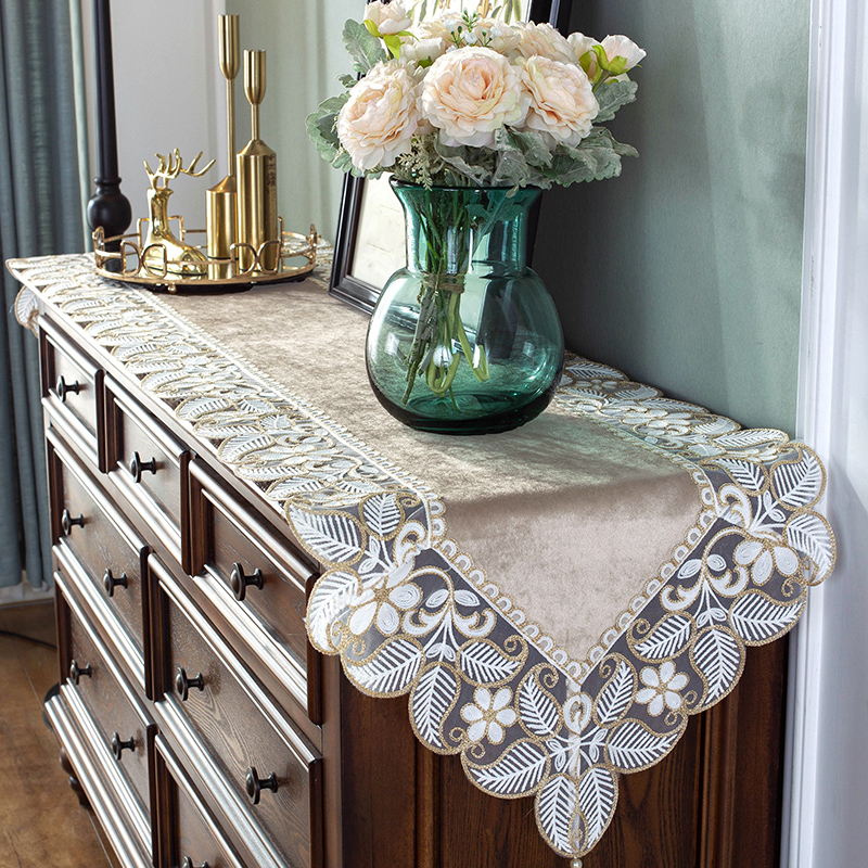 茶几电视柜桌布蕾丝布艺 现代简约桌旗 北欧长条梳妆台床头柜盖布