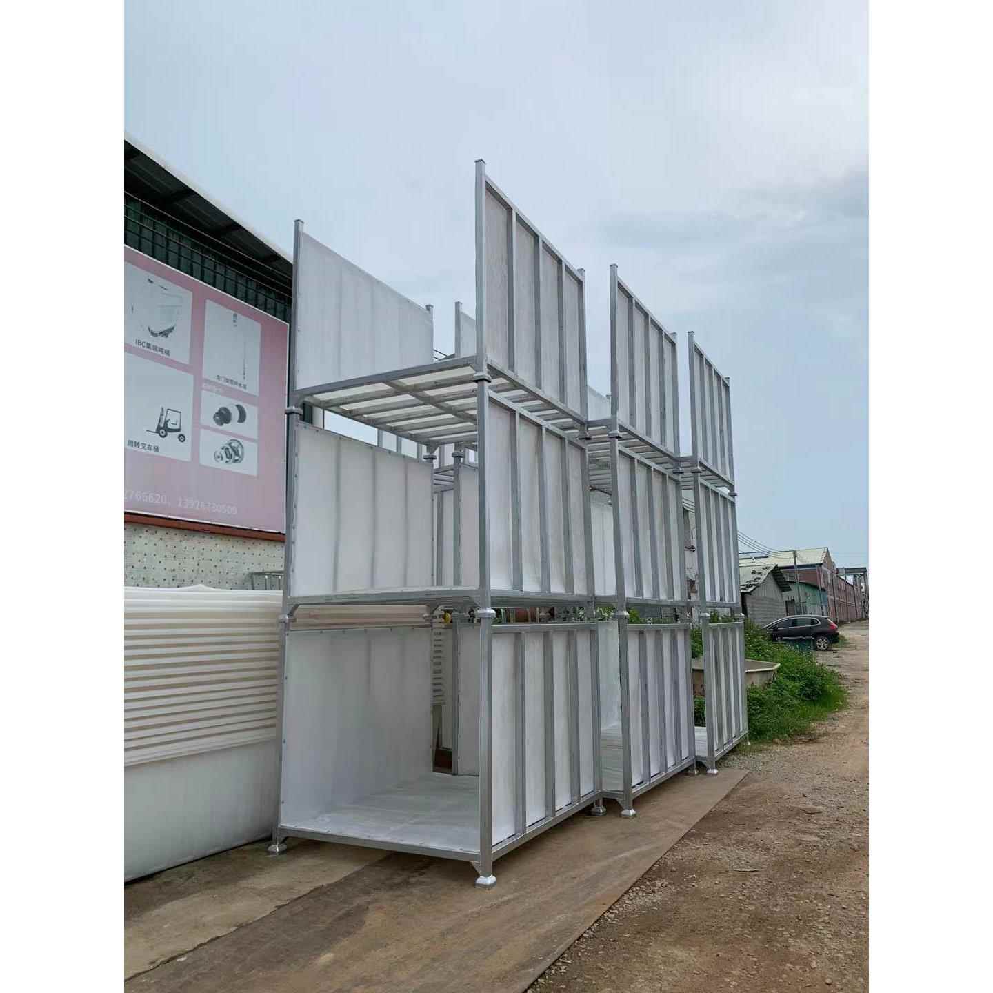 仓储货架纺织布匹货仓分类面料物流快递存放货架可堆高PE胶框