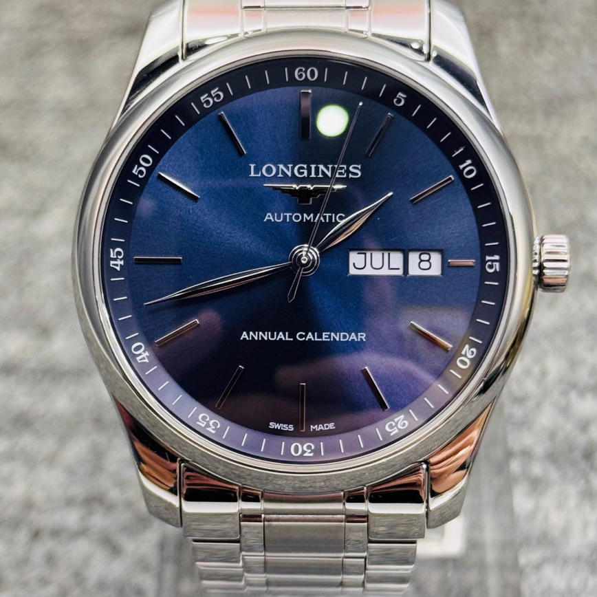 全套9.8新 浪琴名匠系列钢自动机械表40mm蓝面男表L2.910.4.92.6