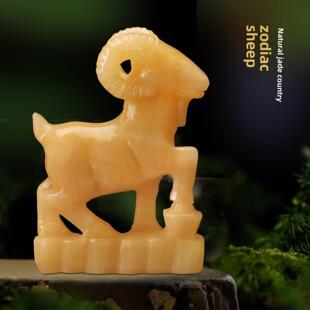 天然原石雕刻米色玉羊玉雕生肖羊客厅家居玉羊工艺品装饰品