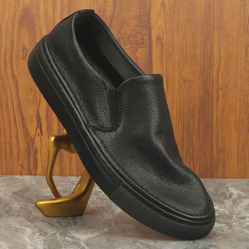 高档外蹬贸新款牛皮真皮软底鞋闲男超软一脚板单层透气真休覆古鞋