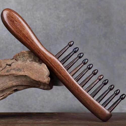 1Pc Natural wooden Comb Meridian Massage Anti-static No-snag