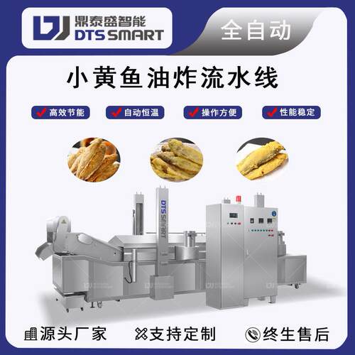 小黄鱼油炸线电加热隧道式鱼油炸设备有压浮带全自动鱼仔油炸机