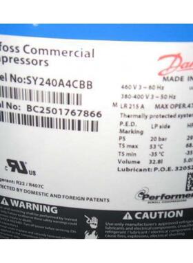 SY240A4CBE SY240A4ABB SY240A4CBB原装丹佛斯百福马20P匹压缩机