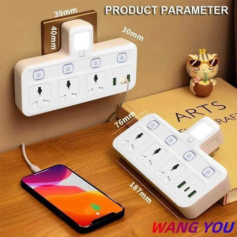 EU US UK Plug Universal Outlet Power Strip Multitap AC Separ