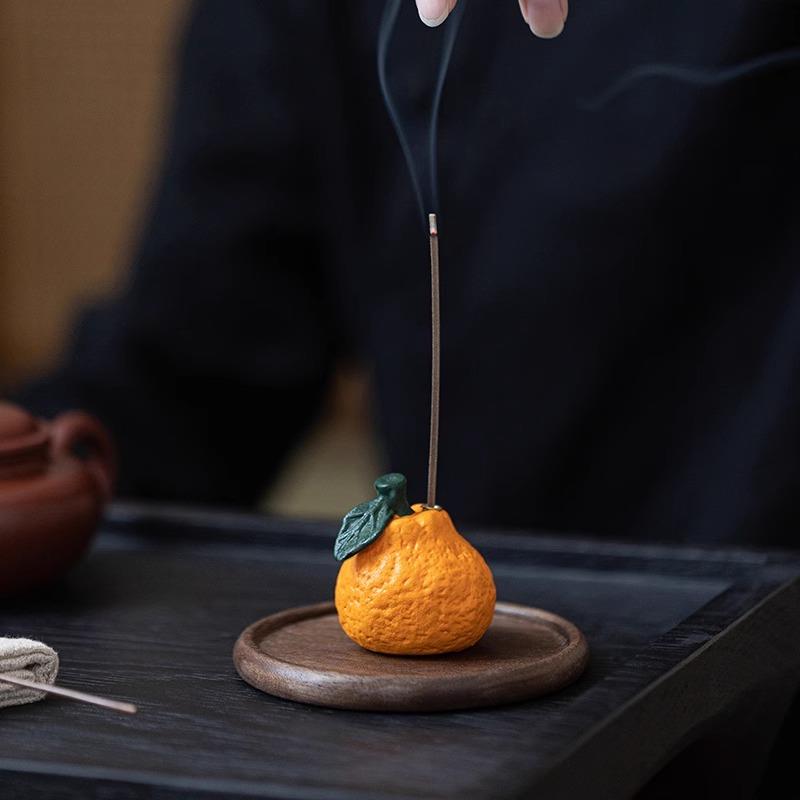 创陶瓷丑橘线 线香意炉大大利家用室内香吉插香座香托 托禅意茶室