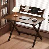 楠竹折叠书桌学生家用电脑桌卧室小户型床边学习小桌子高度可调节